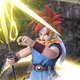 Crono swings a bright Japanese sword.